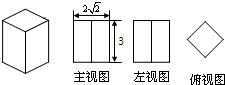 一个长方体的三视图如图所示,若其俯视图为正方形,则这个长方体的体积
