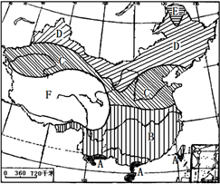 读我国温度带分布示意图,回答下列问题.(1)我