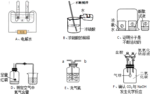 如图A~F是初中化学中的六个实验装置,请按要