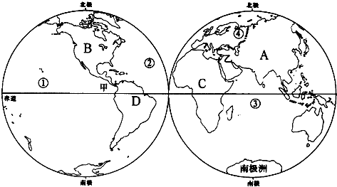 复习:地球东西半球_南北半球划分  江西中考地理总复习一(地球和地图)