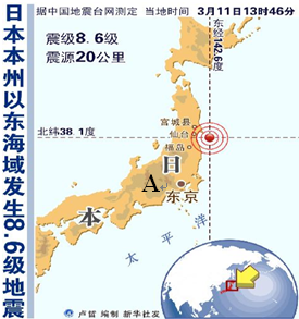 日本的主要岛屿、地震带、火山和城市 2\/8