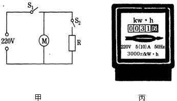电吹风是现代家庭的常用电器.如图甲所示是电