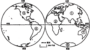 读东西半球海陆分布图,完成27--30题