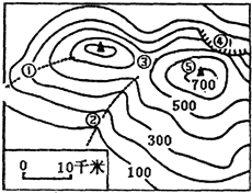 如图是某地区等高线示意图,据图回答12-13题.