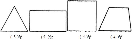 下面每个图形是由几条线段围成的,填在括号里.