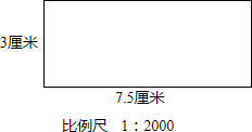 一块地长150米,宽60米,用1:2000的比例尺画出这块地的平面图.