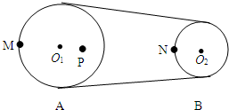 如图是不打滑的皮带传送装置,A、B两轮通过皮带连接,rA=2R,rB=R,在A、B两轮边缘有两个点M、N,在A轮上有一点P离A轮圆心的距离为R,则ωM:ωN= ,vN:vP= - 高中物理 - 菁优网
