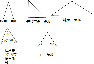 按要求画三角形.(1)锐角三角形. (2)直角三角形