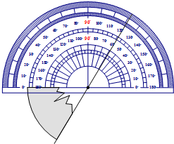 如图,用量角器量一个破损的扇形零件的圆心角