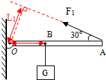 4m,oa=1m,使杠杆在水平位置平衡时,f1的力臂l1=