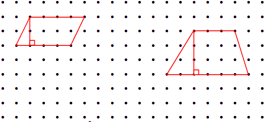 在下面点子图上画一个平行四边形和一个梯形,