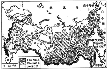 读俄罗斯图回答22～23题.