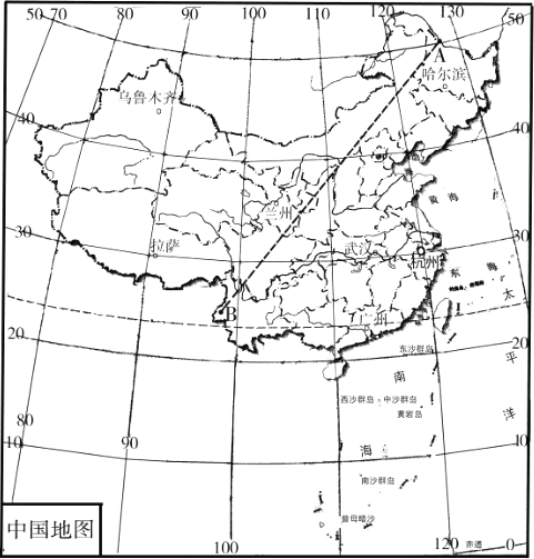 03 七年级 上学期(1)据图判断杭州大致的经纬度.