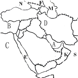 读图,回答下列问题:(1)海湾国家主要是指A 沿岸