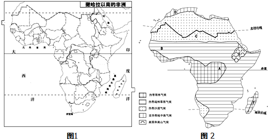 读撒哈拉以南非洲图和非洲气候类型分布图,回