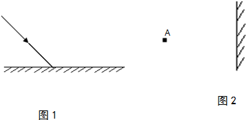 在图1中画出反射光线标出反射角,在图2中由平面镜成像特点作出a点的像