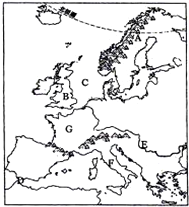 图中字母表示的地理事物名称不正确的是