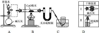 如图是实验室进行氨气还原氧化铜的实验,并检