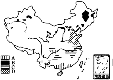 读我国主要经济作物分布图,回答问题.