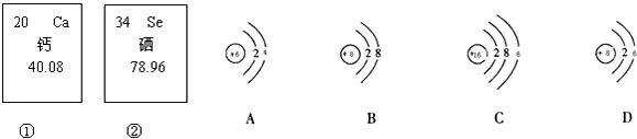 图中的①,②是钙元素,硒元素在元素周期表中的信息,a,b,c,d是四种粒子