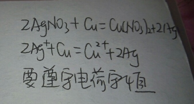 硝酸银溶液中加入铜粉的离子方程式.为什么要