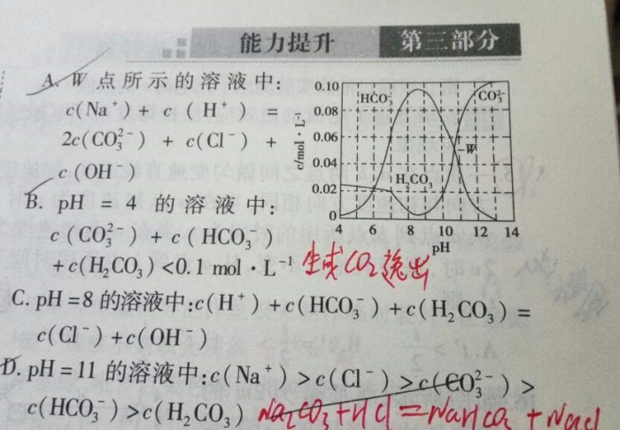 25摄氏度时,0.1摩尔碳酸钠和盐酸混合所得的体