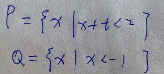 x∈P是x∈Q的充分不必要条件,求实数t的取值范
