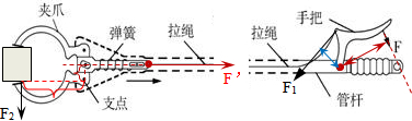 【解答】解:手把和夹爪的杠杆示意图如下