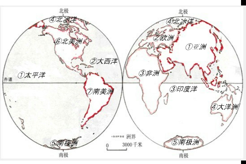 初中社会七大洲,四大洋填图专项练习