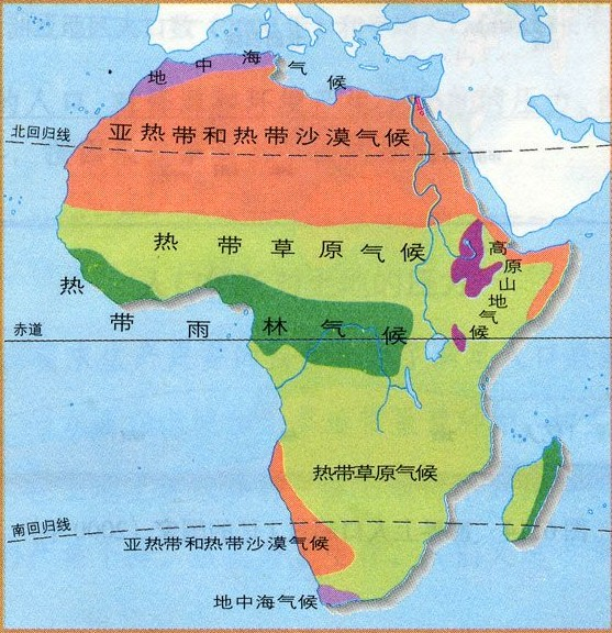 非洲大陆气候分布图图片