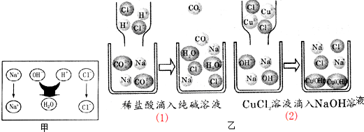 钠溶液中滴加酚酞试剂后,再滴加稀盐酸,其发生反应的微观示意图如图甲