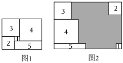 将图1中周长为24的长方形纸片剪成1号、2号、3号、4号四个正方形和5号长方形,并将它们按图2的方式放入周长为36的长方形中,则没有覆盖的阴影 ...