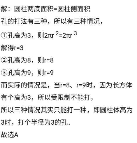 要过程不明白为什么圆柱的两个底面积等于圆柱的侧面积
